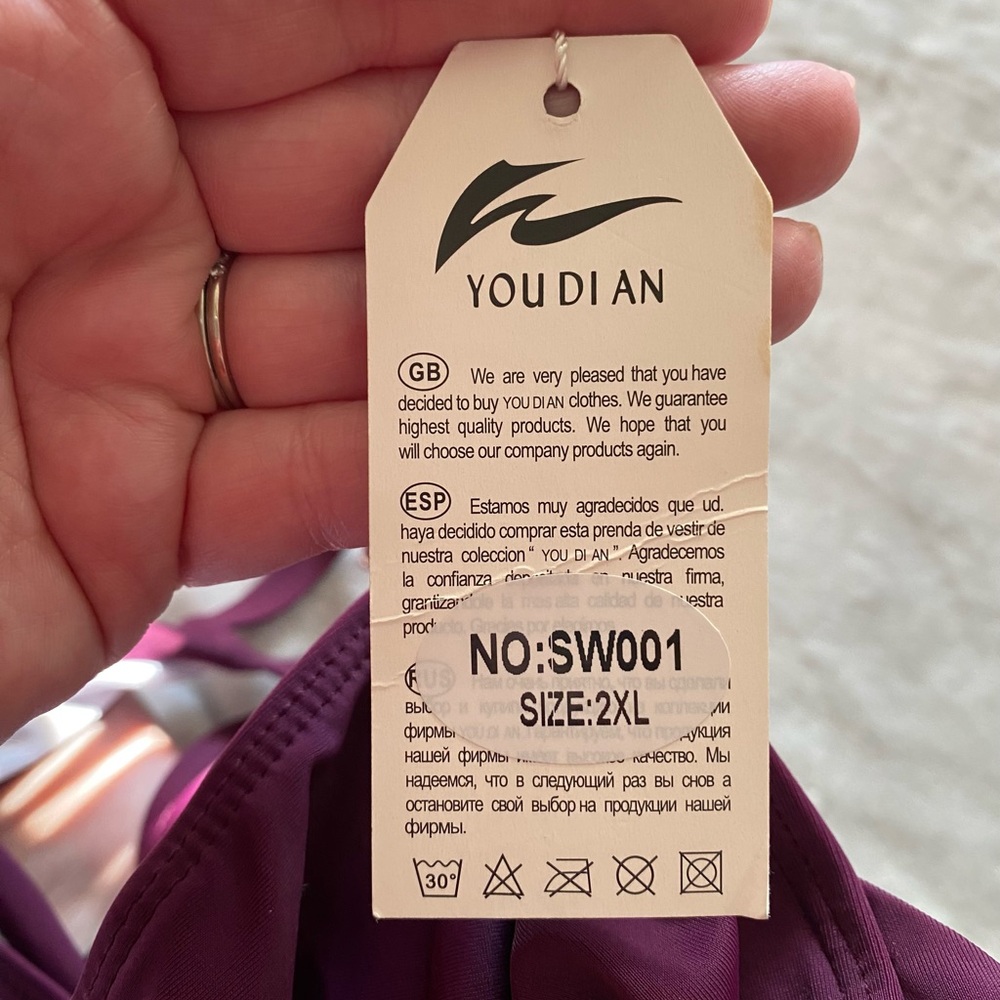 Maroon One Piece Bathing Suit with tummy control and adjustable straps- NWT - Picture 5 of 7